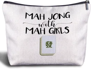 Mahjong Gifts for Women - Funny Mahjong Makeup Bag with Mah Girls Cosmetic and Toiletry Bag Accessories