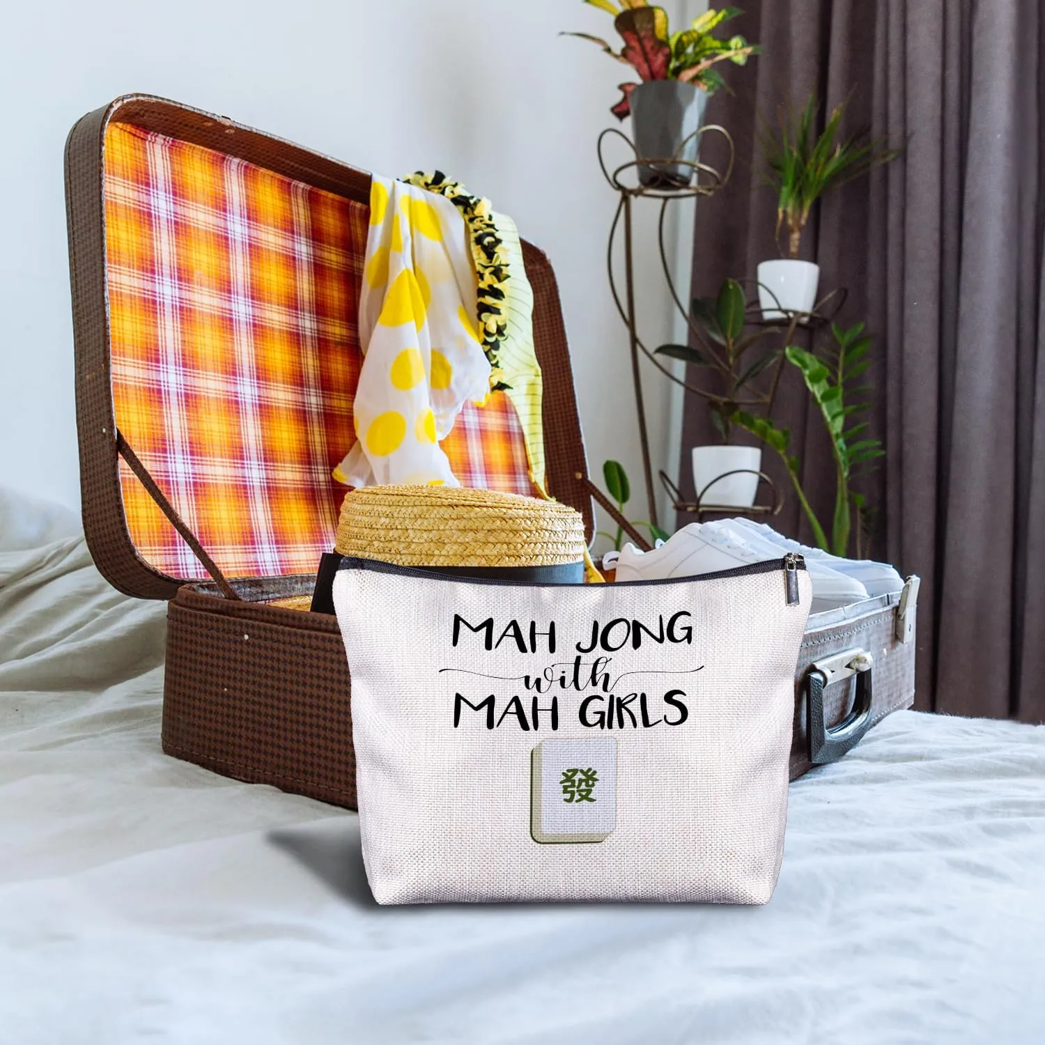 Mahjong Gifts for Women - Funny Mahjong Makeup Bag with Mah Girls Cosmetic and Toiletry Bag Accessories