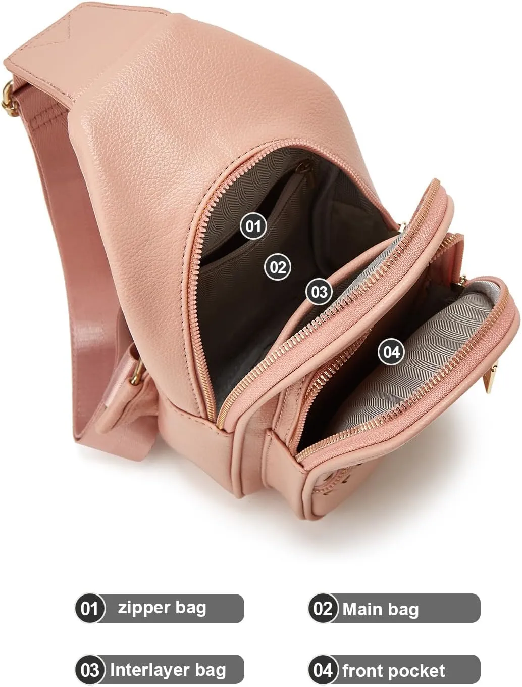 Makes Small Sling Bag for Women, Vegan Leather Fanny Pack Crossbody Bags for Women, Chest Bag With Wide Strap