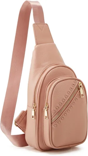 Makes Small Sling Bag for Women, Vegan Leather Fanny Pack Crossbody Bags for Women, Chest Bag With Wide Strap