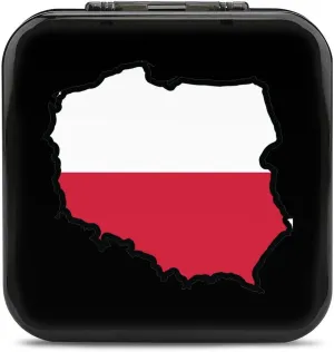 Map of Poland Flag Game Memory Card Case Compatible with Switch Storage Organizer 24 Micro SD Cartridge Slots Hard Box
