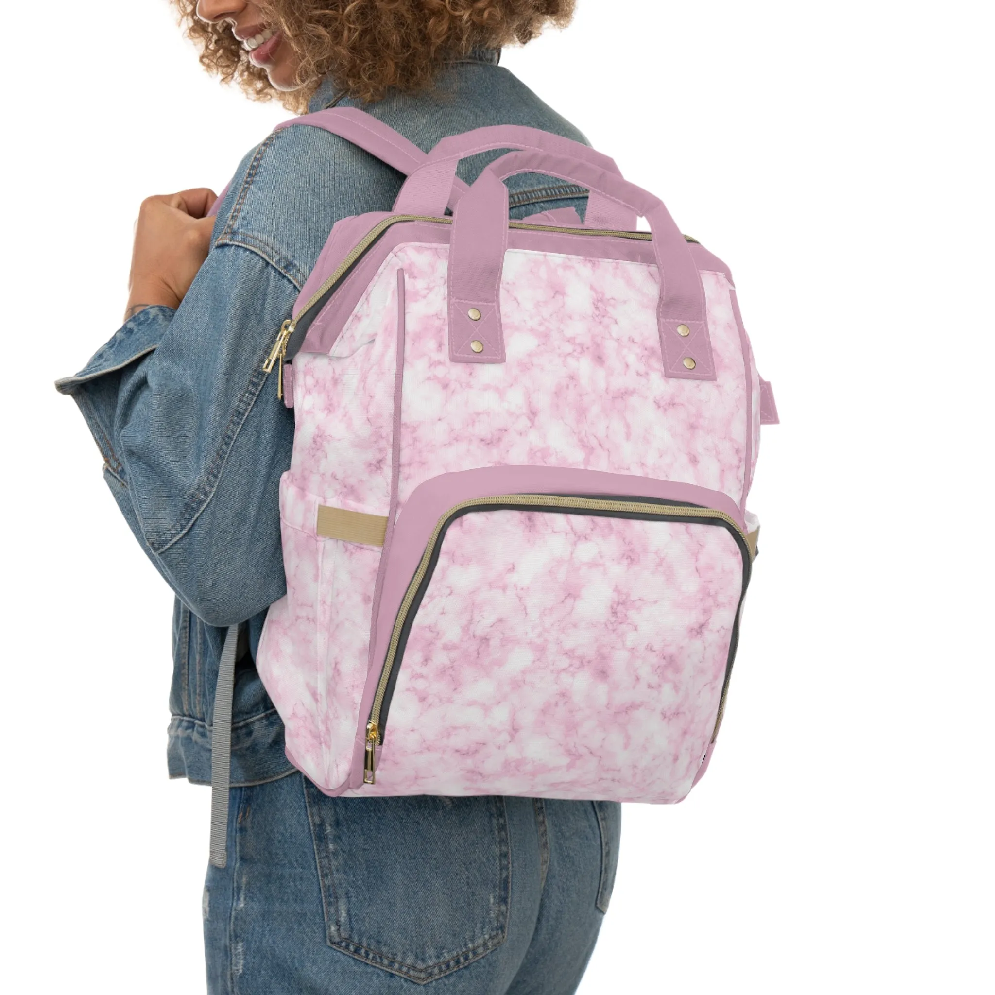 Marble Diaper Backpack - Multifunctional & Durable Nappy Bag with Elegant Marble Patterns, Perfect for Stylish Parents