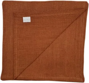 Marc Oliver Linen Swaddle Blanket Pumpkin, Large 43in x 43in 100% French Flax Linen,Fully Handsewn Hem with Mitered Corners Soft Washed, Machine Washable.