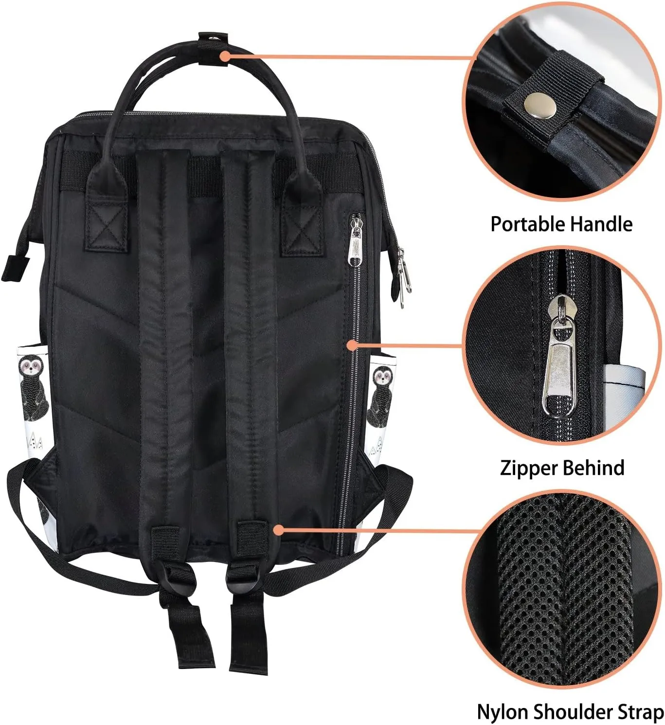 Meditating Sloth Sleepy Diaper Bag Backpack Waterproof Backpack Baby Nappy Changing Bag for Travel Large Capacity Durable and Stylish for Woman