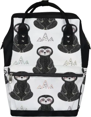 Meditating Sloth Sleepy Diaper Bag Backpack Waterproof Backpack Baby Nappy Changing Bag for Travel Large Capacity Durable and Stylish for Woman