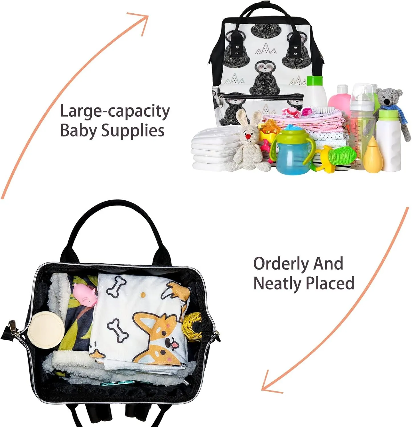 Meditating Sloth Sleepy Diaper Bag Backpack Waterproof Backpack Baby Nappy Changing Bag for Travel Large Capacity Durable and Stylish for Woman