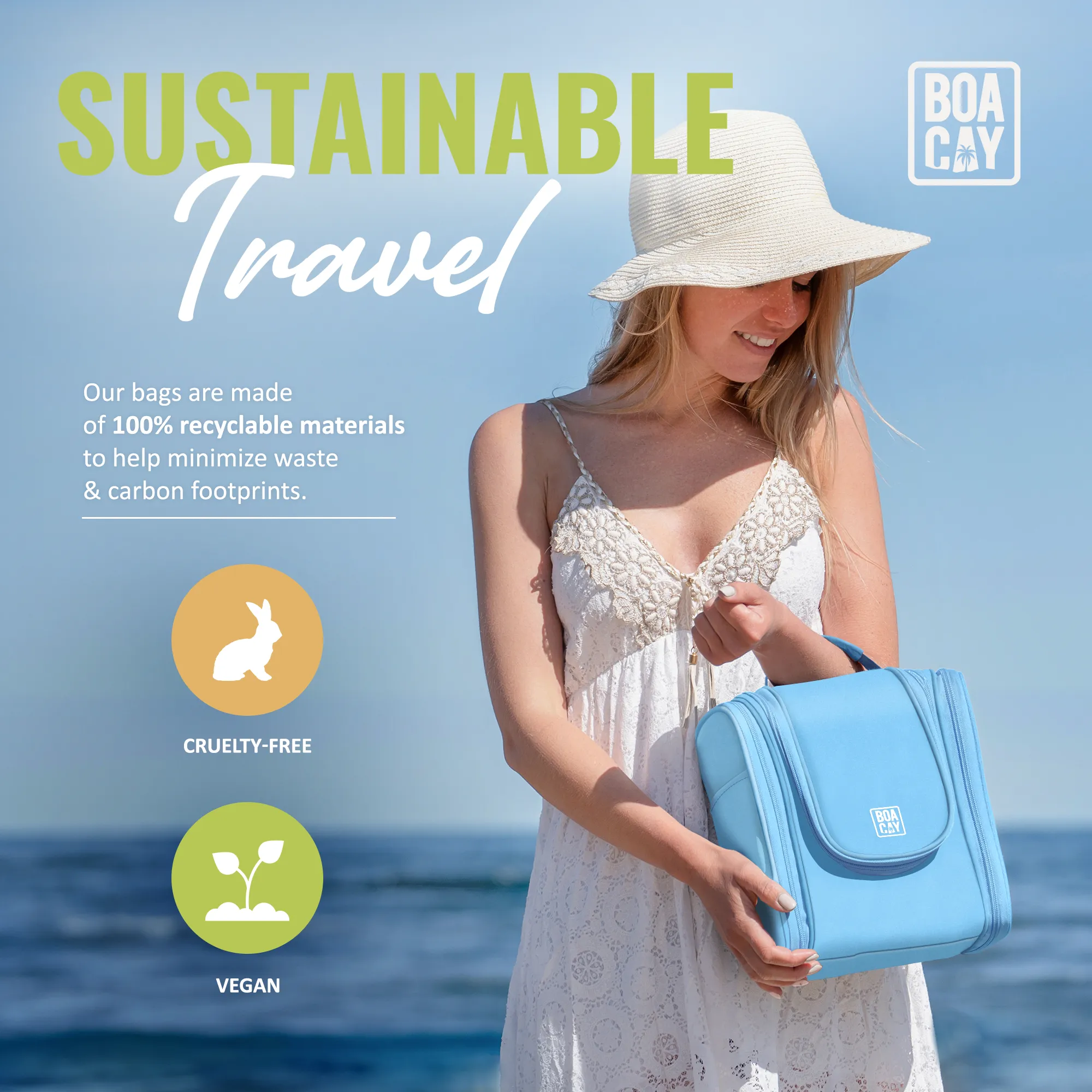 Medium Collapsible Hanging Toiletry Bag - Baby Blue