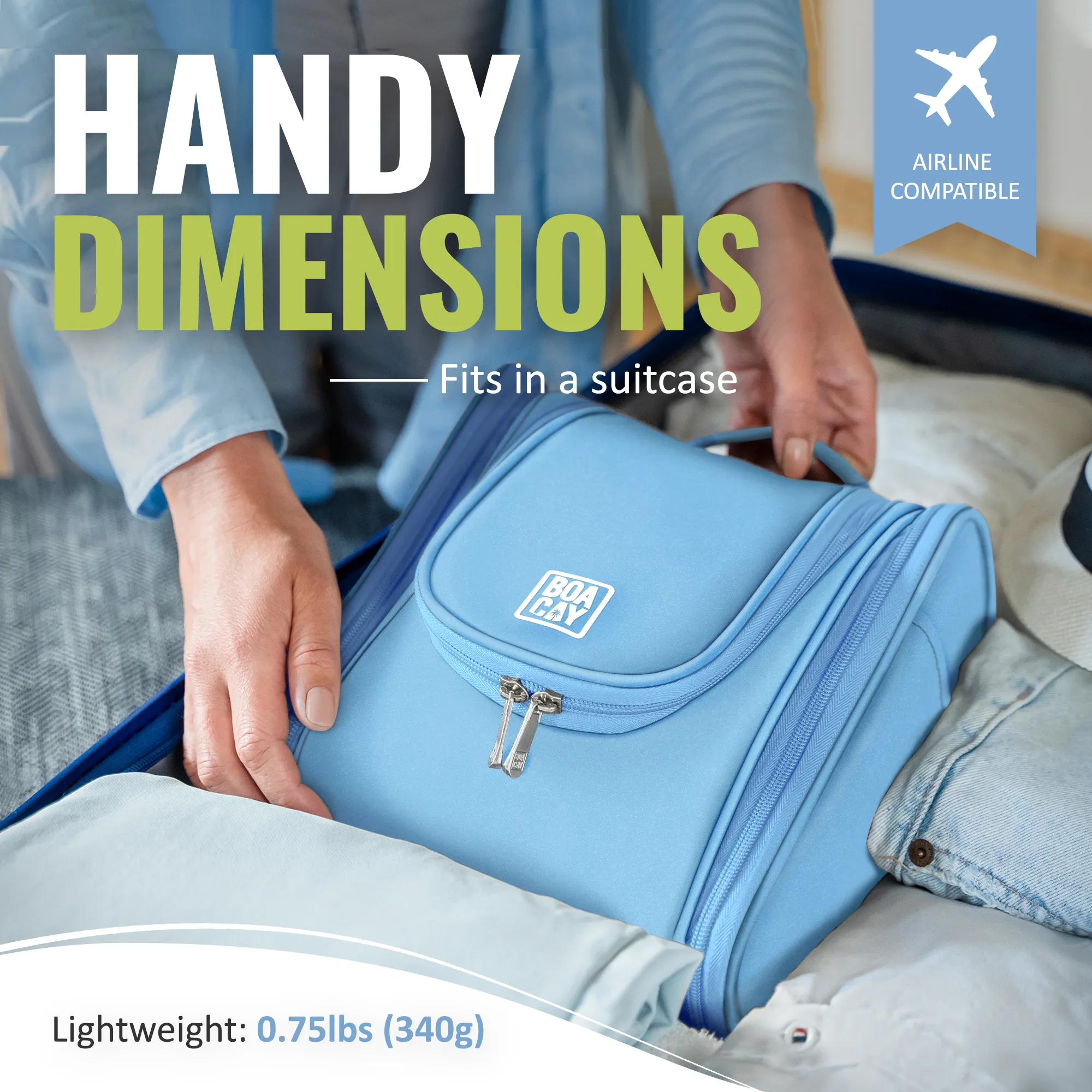 Medium Collapsible Hanging Toiletry Bag - Baby Blue