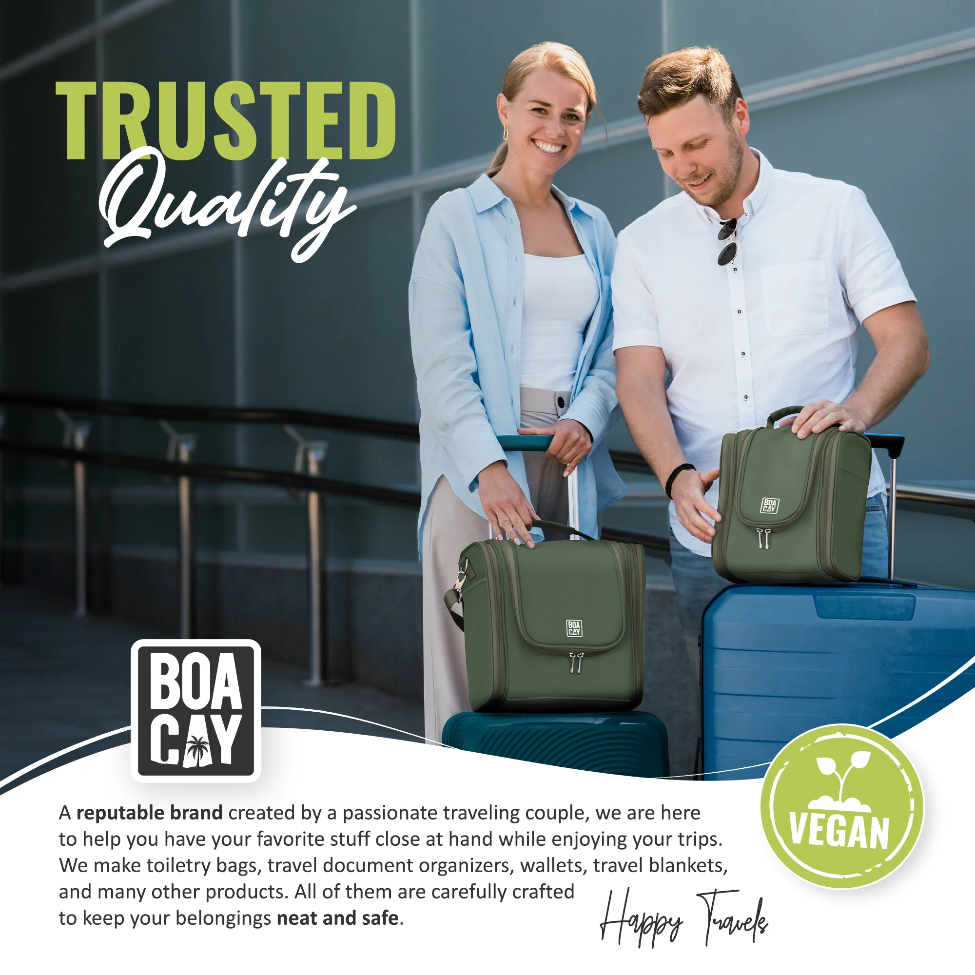 Medium Collapsible Hanging Toiletry Bag - Olive Green