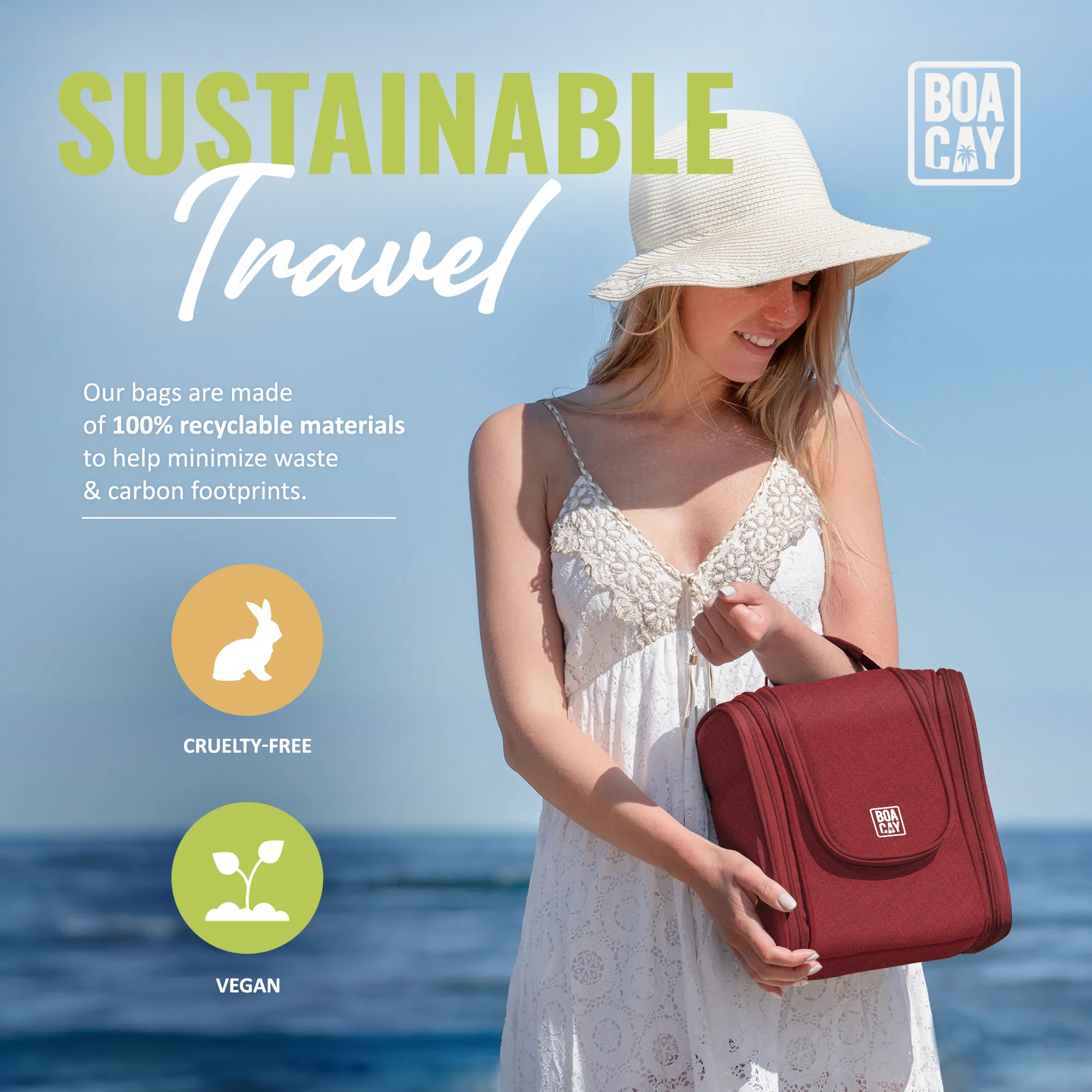 Medium Collapsible Hanging Toiletry Bag - Wine Red