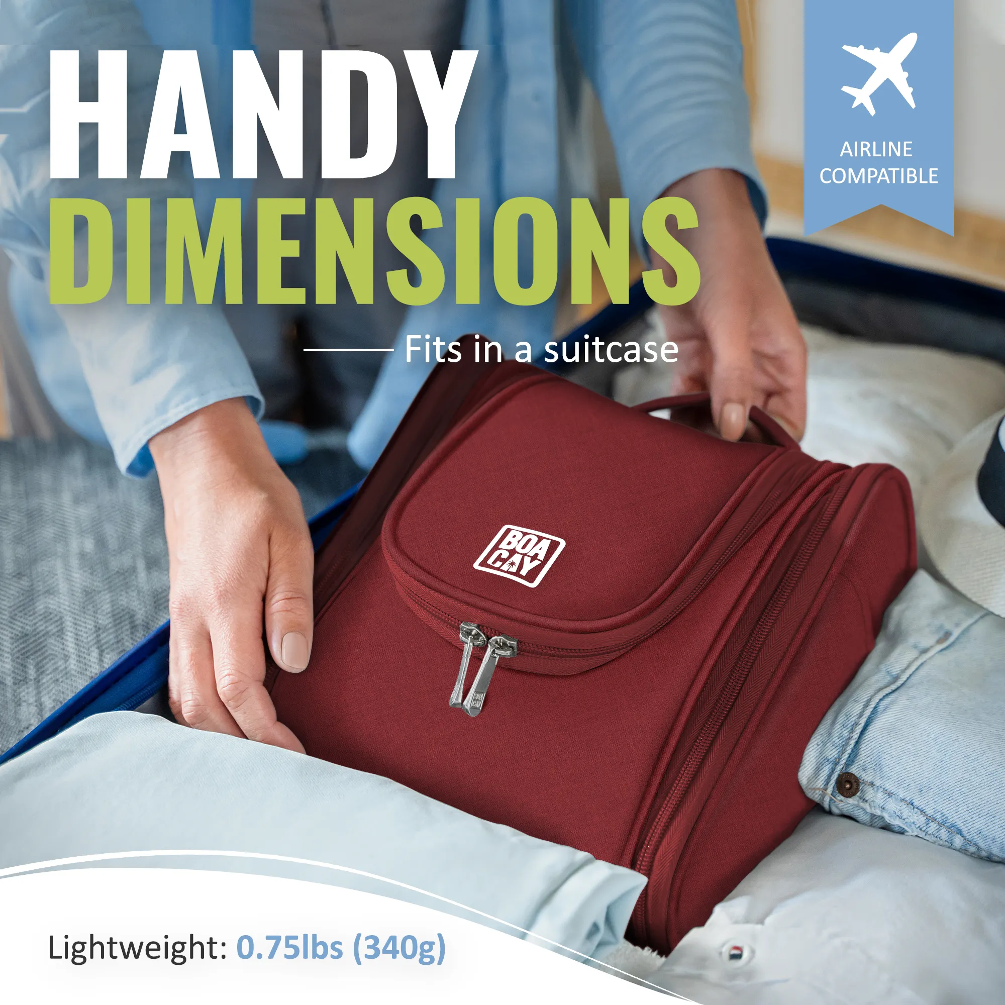 Medium Collapsible Hanging Toiletry Bag - Wine Red