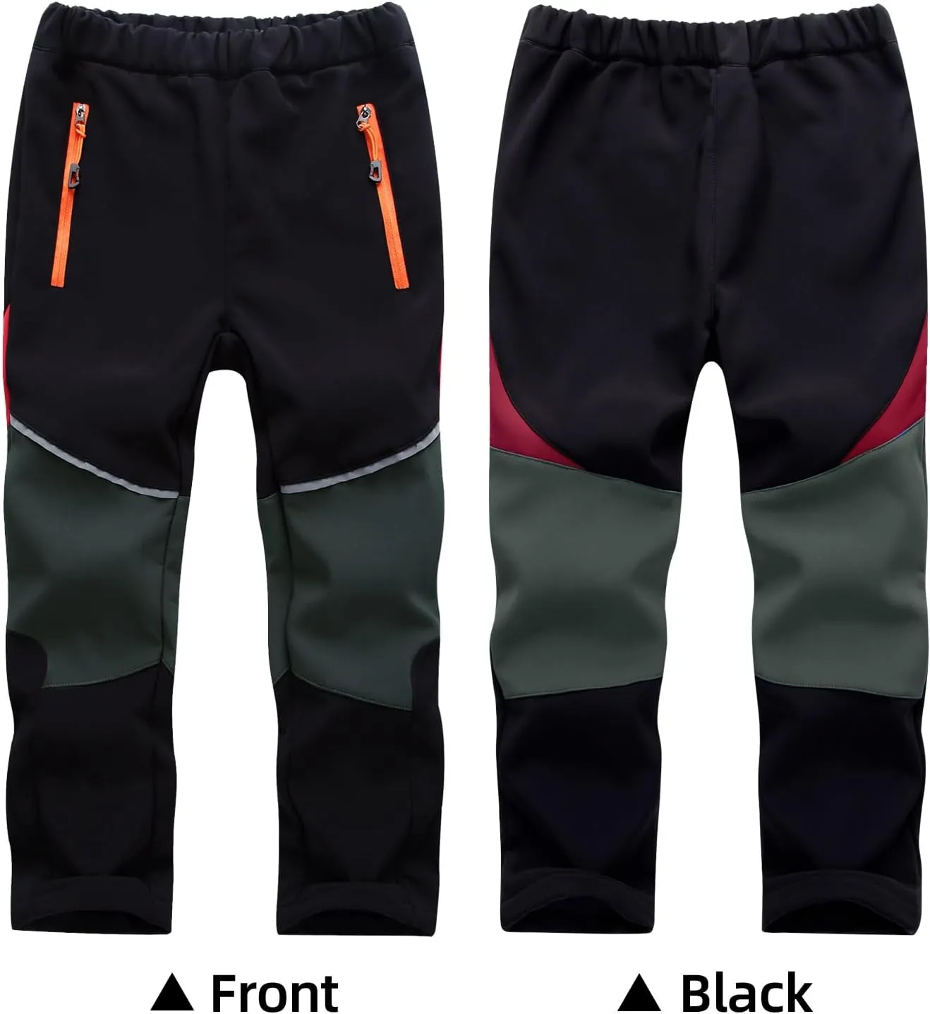 MEILONGER Boys Girls Softshell Hiking Pants Fleece Lined Skiing Snow Pants Kids Outdoor Trousers