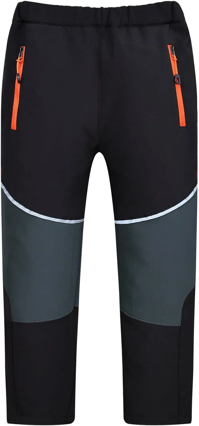 MEILONGER Boys Girls Softshell Hiking Pants Fleece Lined Skiing Snow Pants Kids Outdoor Trousers