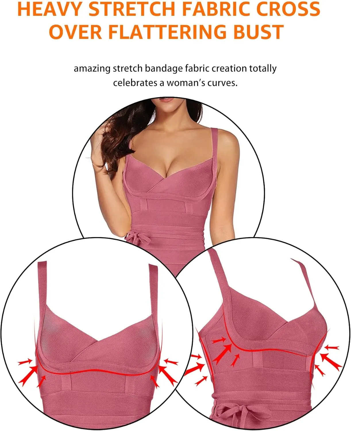 meilun Womens Rayon Belt Detail Bandage Bodycon Party Dress
