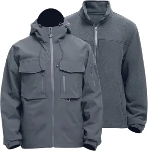 Men's 3 in 1 Waterproof Winter Ski Jackets Warm Windbreaker Snow Rain Coat Thermal Fleece Liner Hood