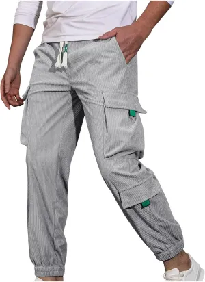 Mens Cargo Pants Drastring Casual Athletic Pants for Men Training Running Sports Joggers with Pocket Trendy Spring