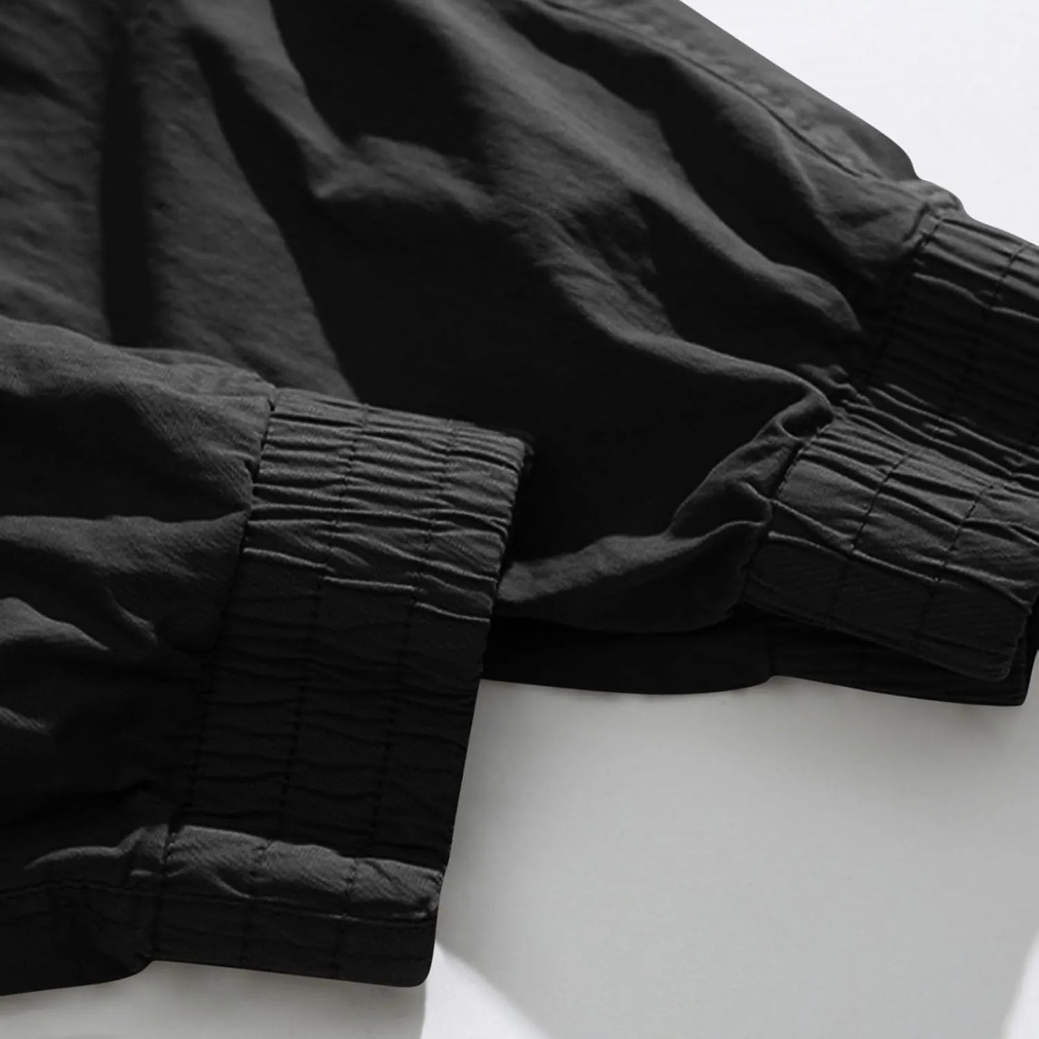 Mens Cargo Pants Drawstring Elastic Waist Work Joggers for Men Outdoor Camping Travel Trousers with Pocket