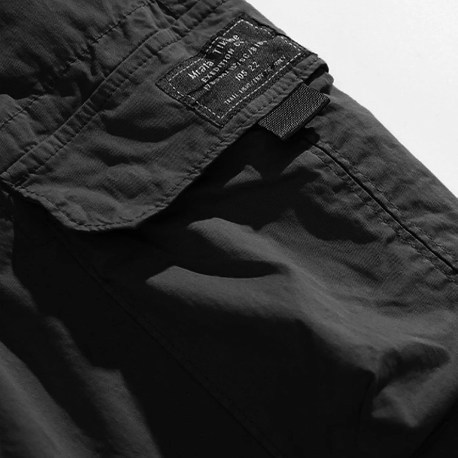 Mens Cargo Pants Drawstring Elastic Waist Work Joggers for Men Outdoor Camping Travel Trousers with Pocket