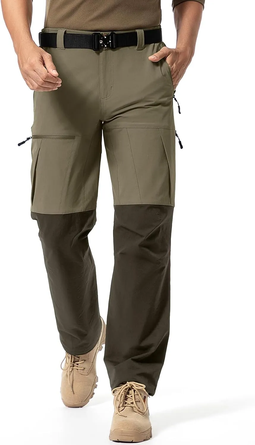 Mens Cargo Safari Hiking Pants Lightweight Waterproof Quick Dry Tactical Nylon Stretch Pants