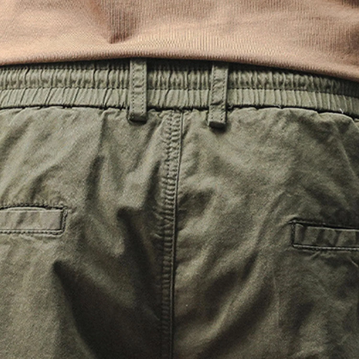 Mens Classic-Fit Cargo Shorts for Hiking Climbing Cotton Elastic Waist Multi-Pocket Summer Workout Gym Camping Shorts