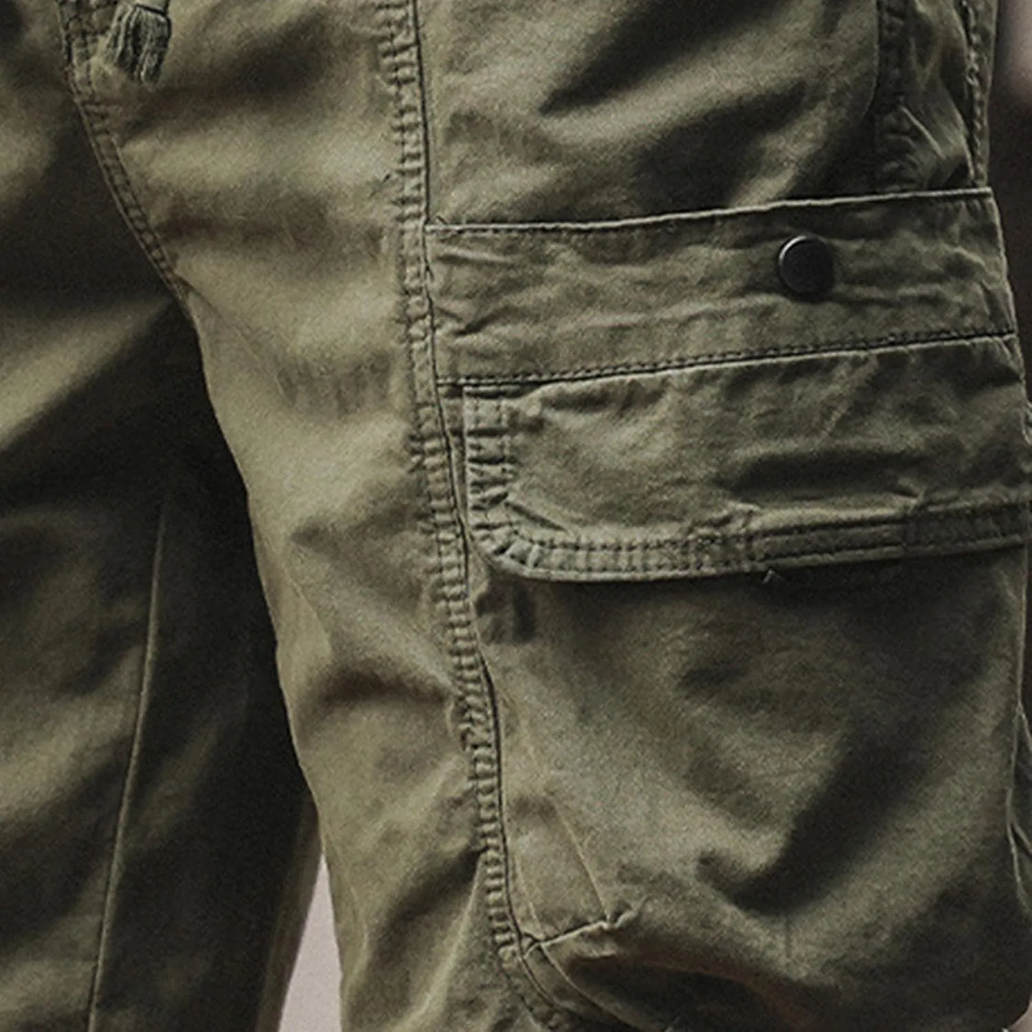 Mens Classic-Fit Cargo Shorts for Hiking Climbing Cotton Elastic Waist Multi-Pocket Summer Workout Gym Camping Shorts