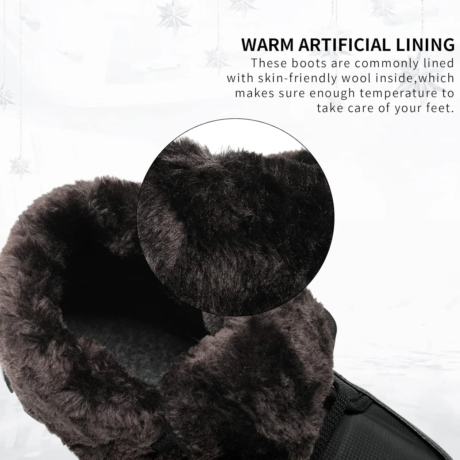 Men's Lace-up Warm and Waterproof Winter Snow Boots and Non-Slip Trekking Warm Waterproof Boots