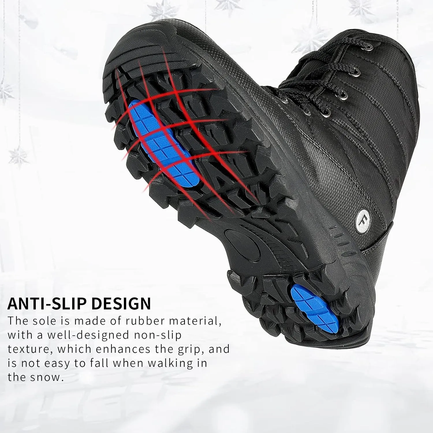 Men's Lace-up Warm and Waterproof Winter Snow Boots and Non-Slip Trekking Warm Waterproof Boots