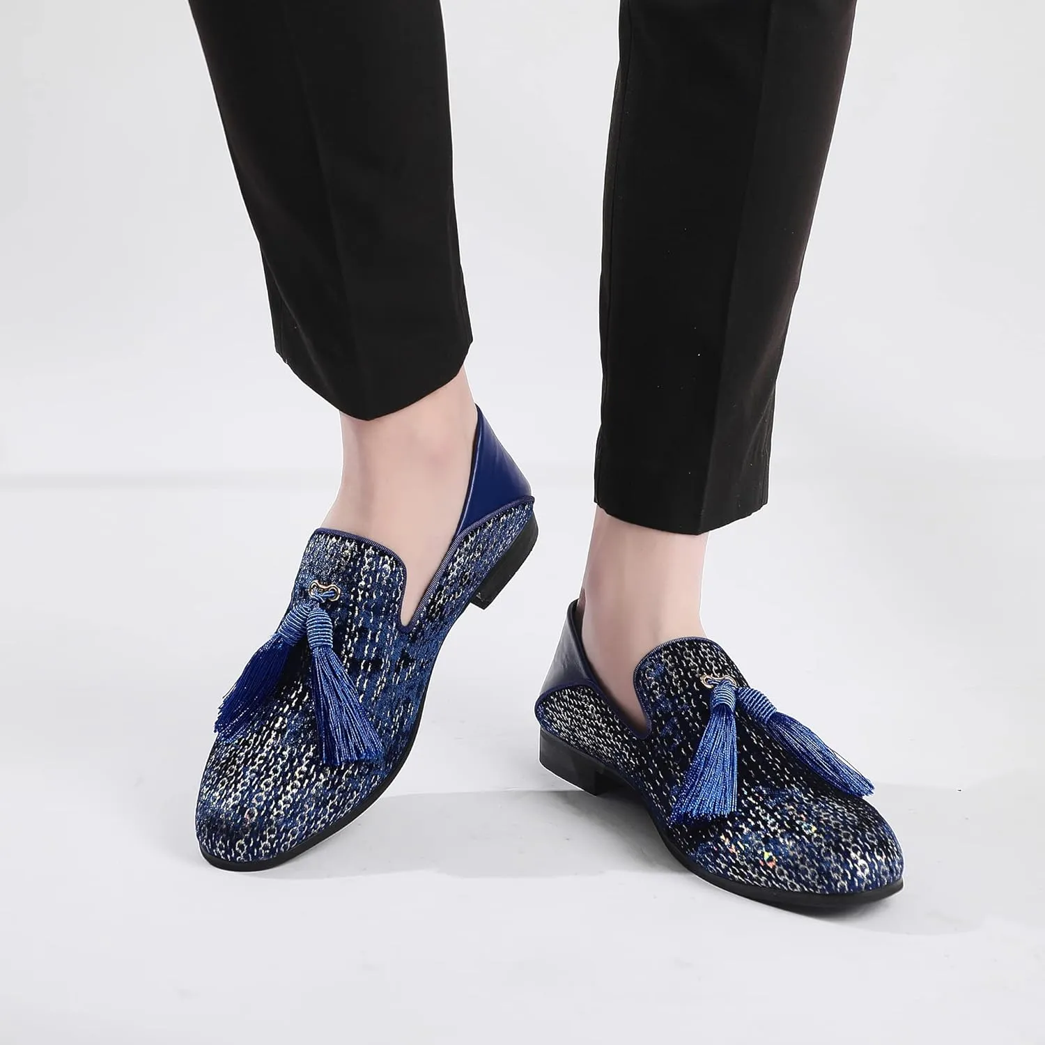 Mens Leopard Loafers Leather Embroidery Spiked Slip on Dress Shoes Slipper Luxury Fashion Penny Prom