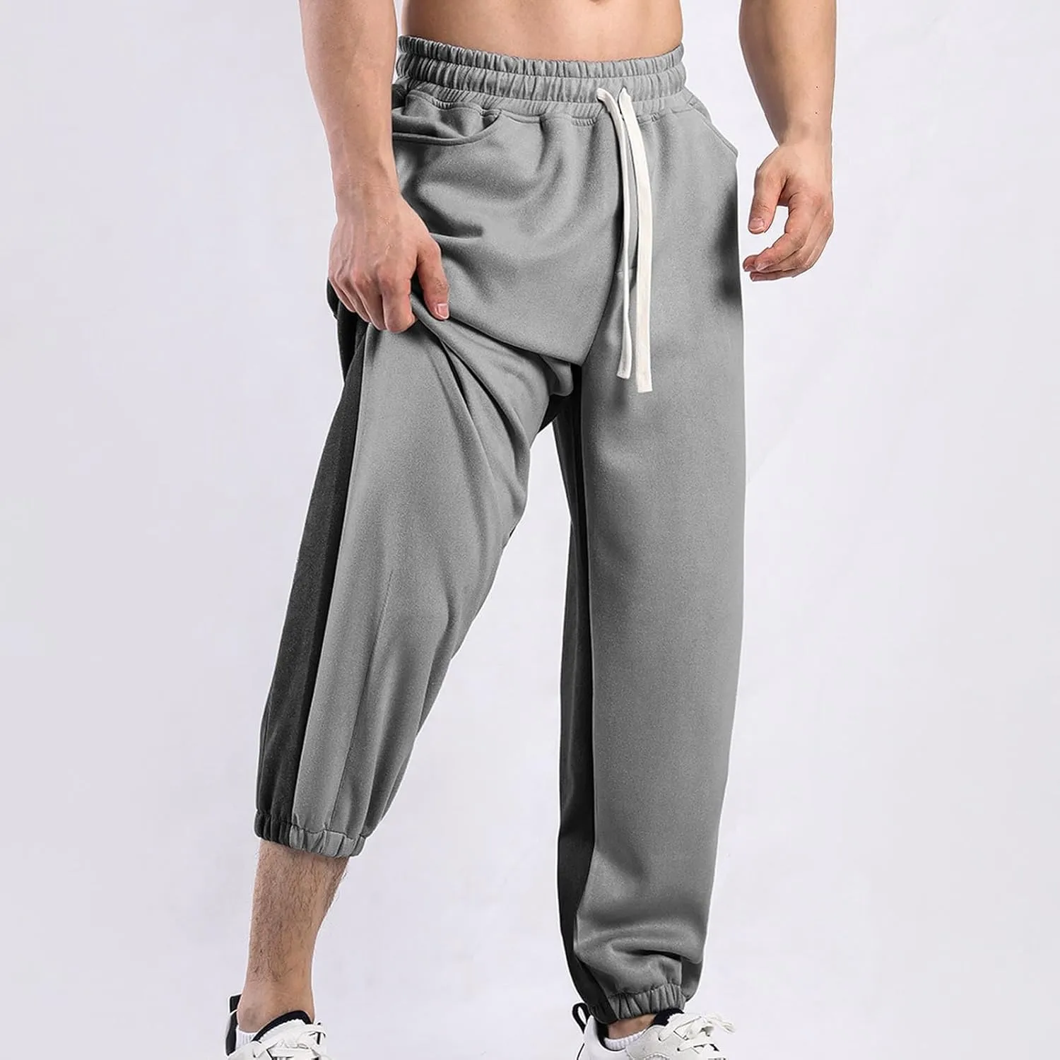 Mens Pants Loose Fit Casual Drastring Athletic Sports Running Gym Sweatpants with Pocket Trendy 2025 Spring Trousers
