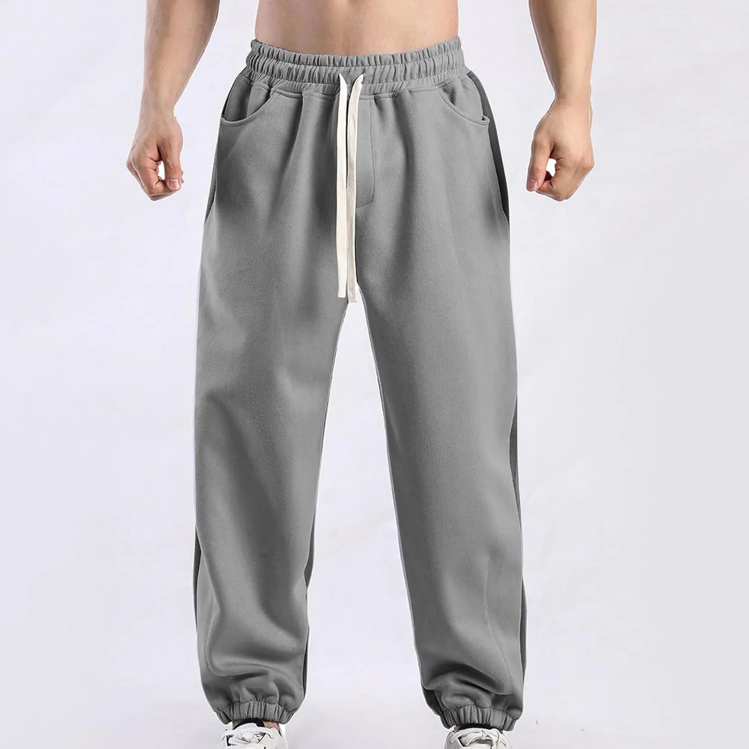 Mens Pants Loose Fit Casual Drastring Athletic Sports Running Gym Sweatpants with Pocket Trendy 2025 Spring Trousers