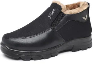 Men's Snow Shoes Waterproof Winter Outdoor Shoes Warm Fur Lined Sneakers Trekking Shoes Hiking Shoes (Black, Adult, Men, 12 US Size)