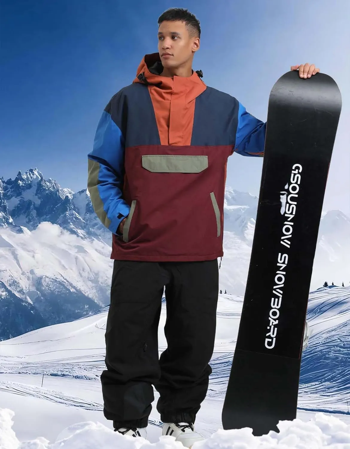 Mens Snowboard Jacket Ski Pullover Coat Warm Waterproof Windproof Men Snowboarding Jacket Winter Sports