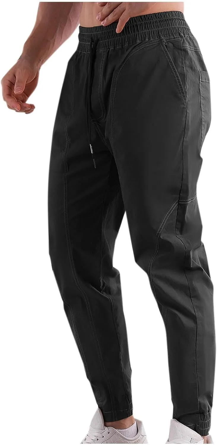 Mens Sports Pants Casual Slim Fit Elastic Waist Sweatpants for Men Outdoor Work Athletic Gym Running Joggers