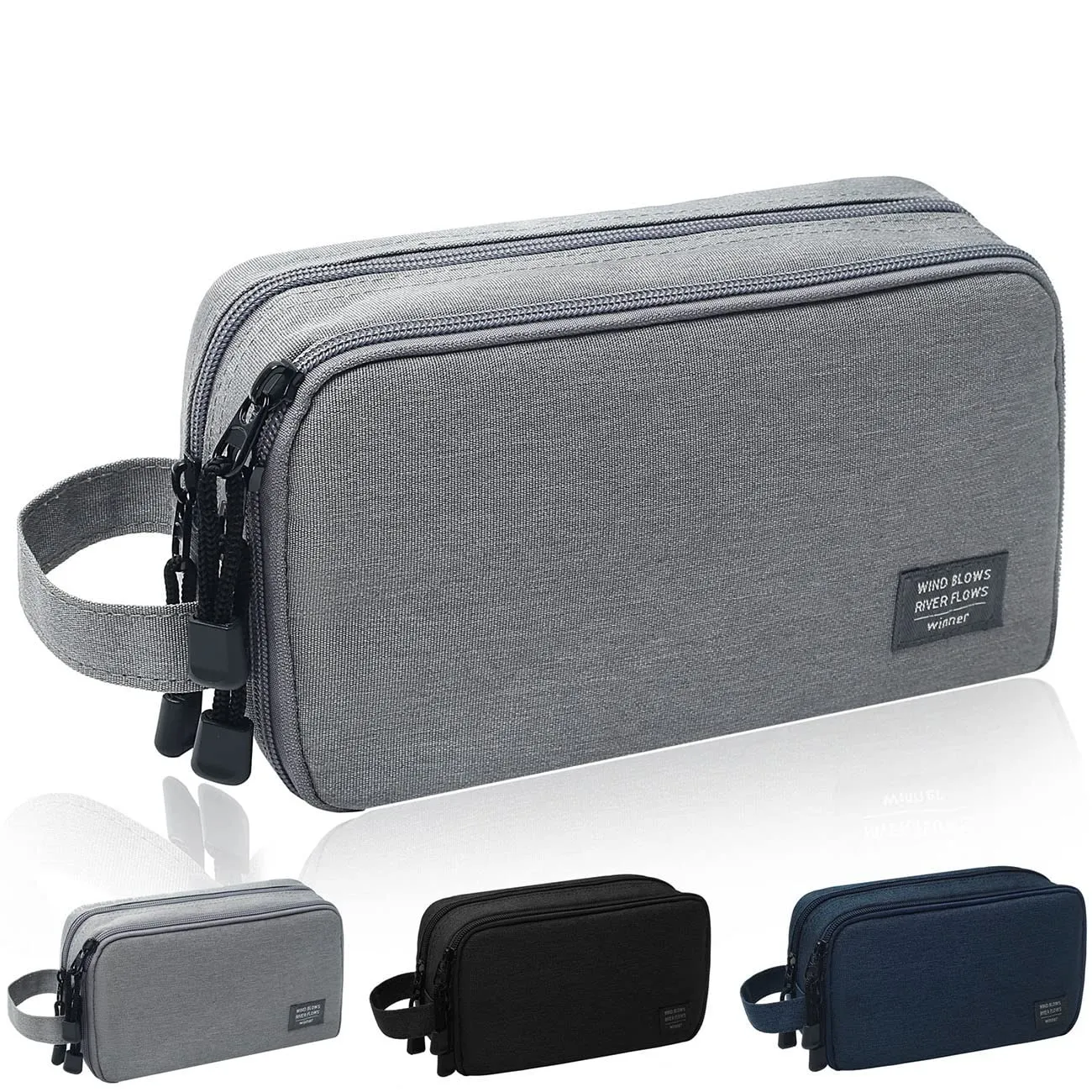Mens Toiletry Bag Waterproof Organizer Bag Travel Shaving Dopp Kit Perfect Travel Accessory Gift (Gray)