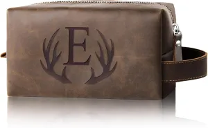 Mens Travel Toiletry Bag PU Leather Shaving Bag for Toiletries Accessories Unique Gifts for Company Anniversary Male Employee Appreciation Presents Colleague Friends Birthday Party Favor (E)