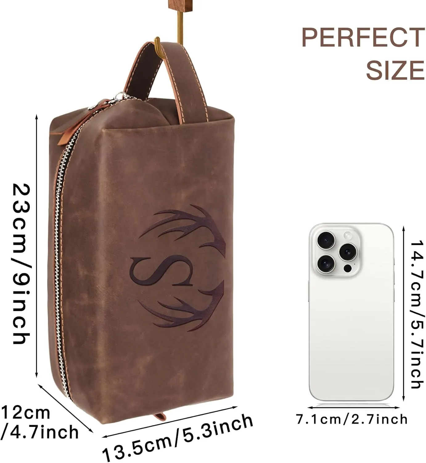 Mens Travel Toiletry Bag PU Leather Shaving Bag for Toiletries Accessories Unique Gifts for Company Anniversary Male Employee Appreciation Presents Colleague Friends Birthday Party Favor (E)