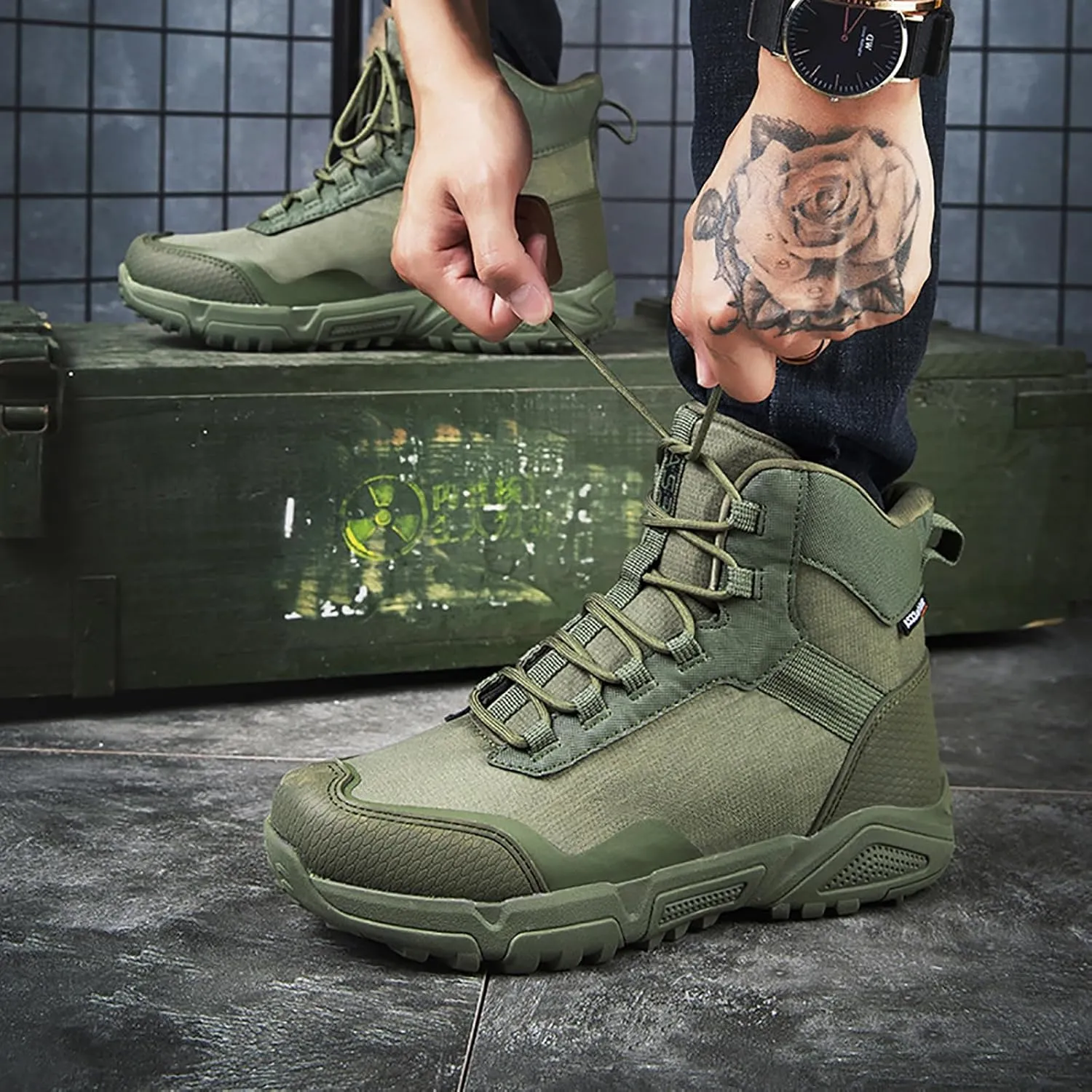Men's Waterproof Hiking Boots Outdoor Mid Trekking Backpacking Mountaineering Shoes