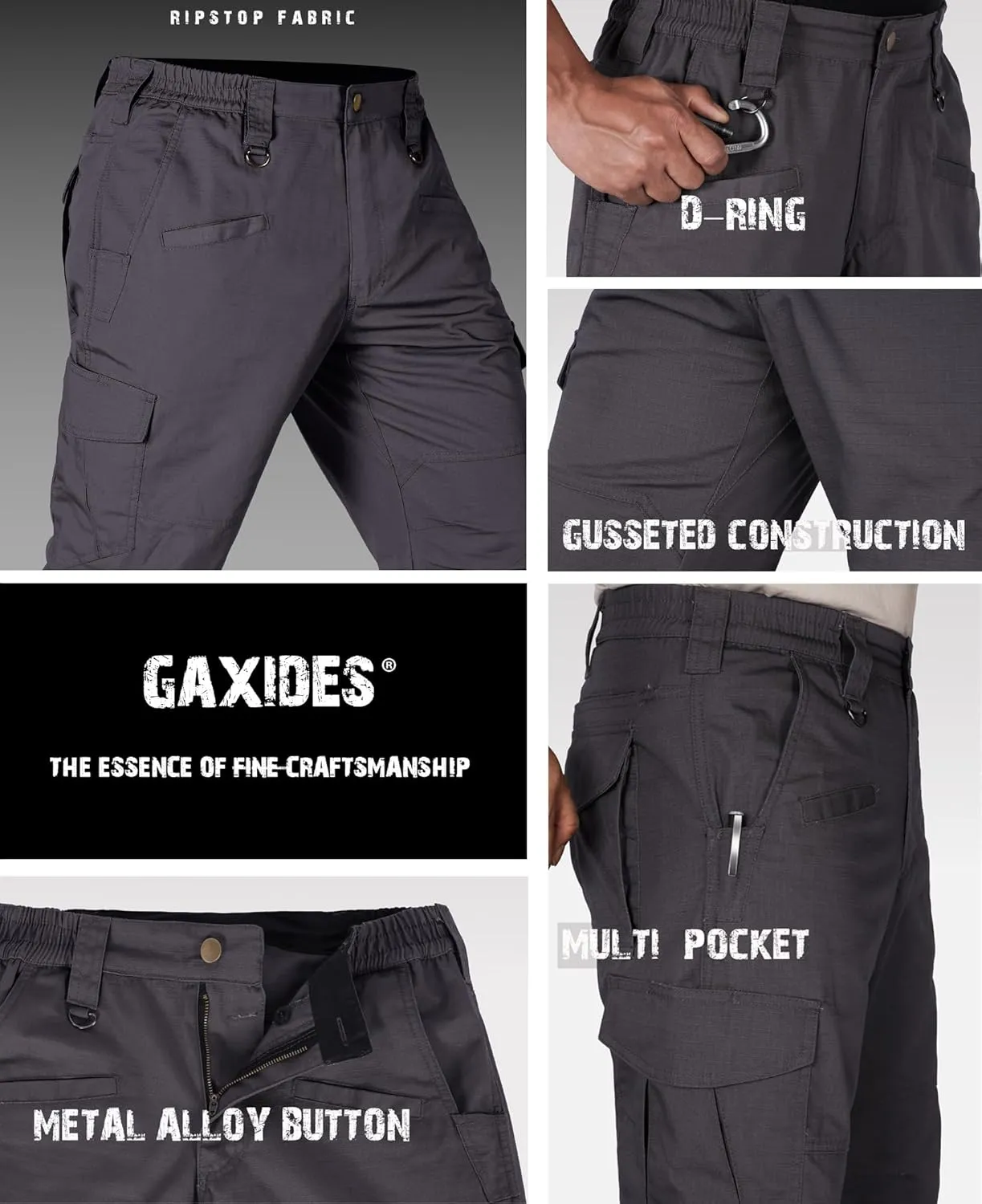 Men's Waterproof Rip-Resistant Tactical Pants with 9 Pockets for Hiking, Travel, and Outdoor Sports