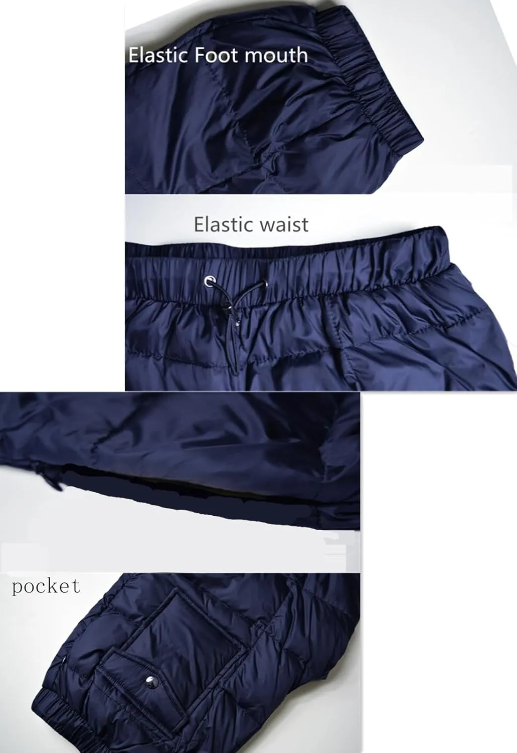 Men's Winter Warm Packable Down Pants Compressor Snow Trousers Ski Puffer Pant