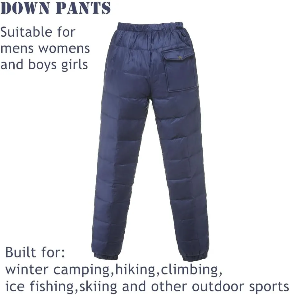 Men's Winter Warm Packable Down Pants Compressor Snow Trousers Ski Puffer Pant