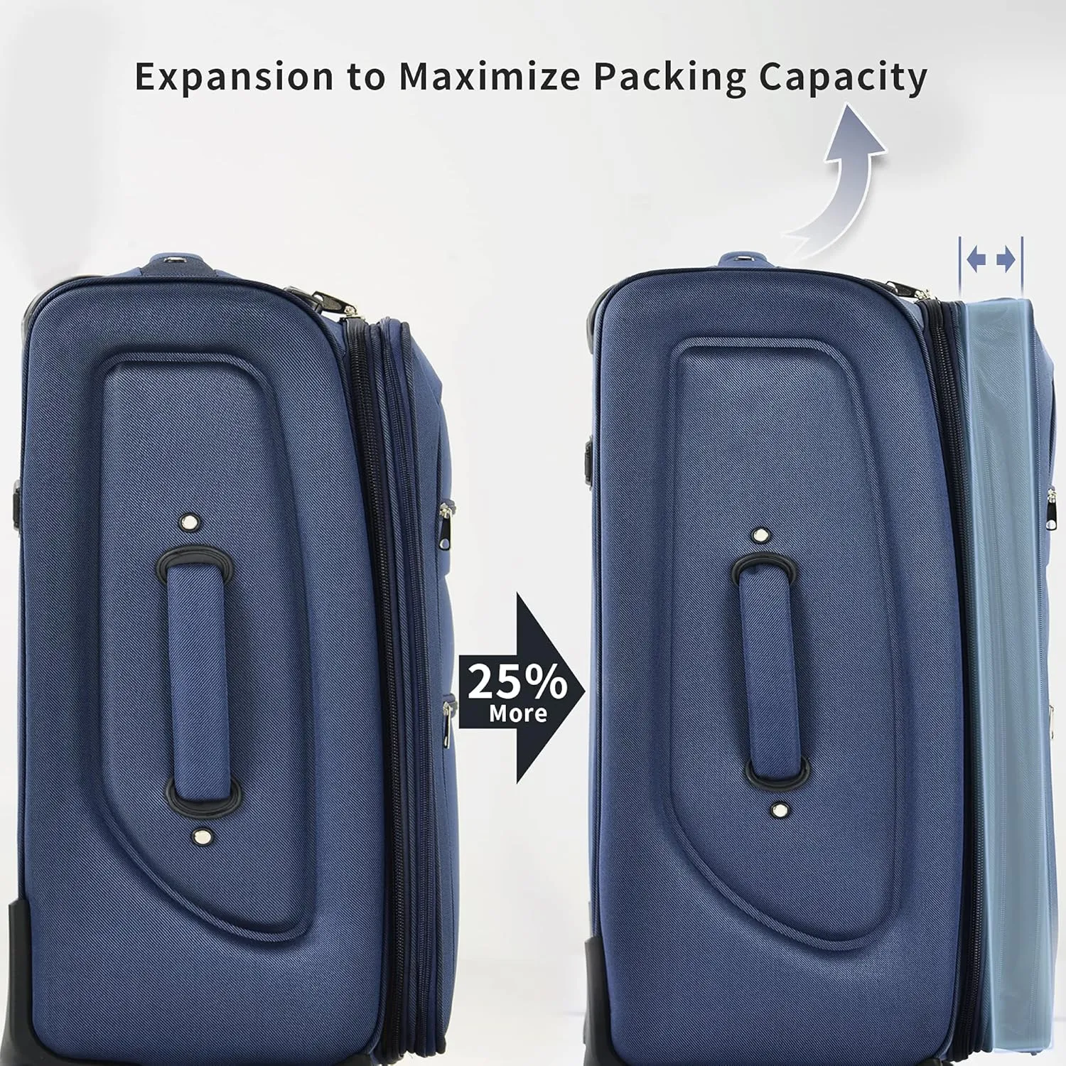 Merax Suitcase Set Softside 3-Piece Expandable Luggage with TSA Lock Spinner Wheels Lightweight Upright Luggage with Travel Bag(22/26/30 IN, Deep Blue)