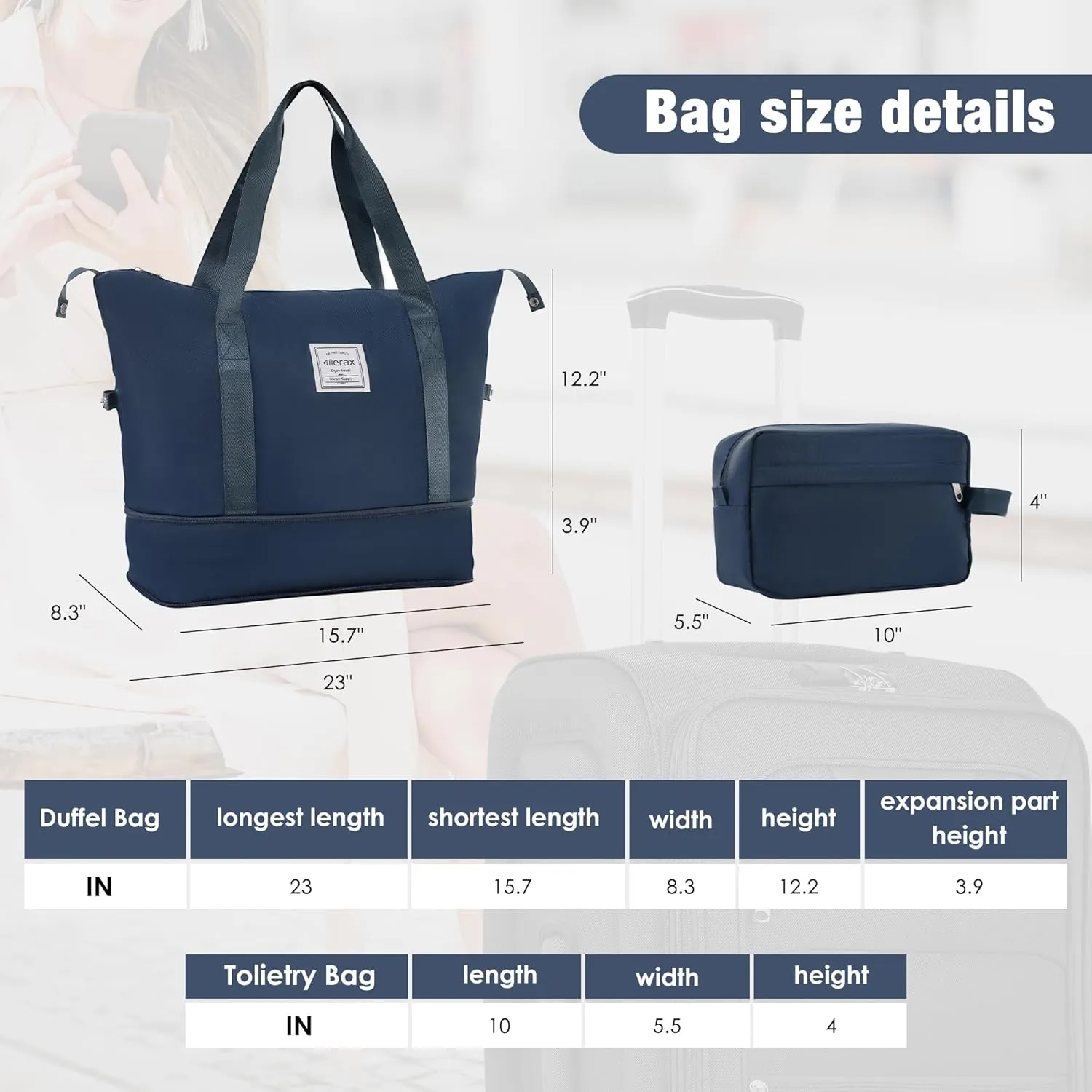 Merax Suitcase Set Softside 3-Piece Expandable Luggage with TSA Lock Spinner Wheels Lightweight Upright Luggage with Travel Bag(22/26/30 IN, Deep Blue)