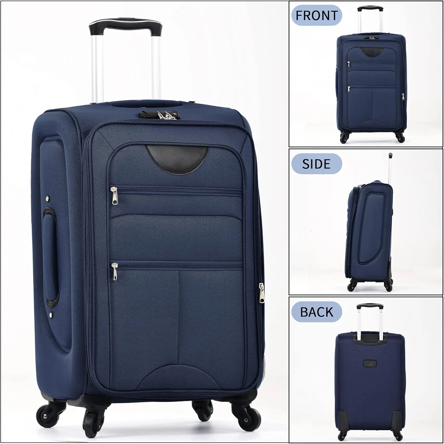 Merax Suitcase Set Softside 3-Piece Expandable Luggage with TSA Lock Spinner Wheels Lightweight Upright Luggage with Travel Bag(22/26/30 IN, Deep Blue)