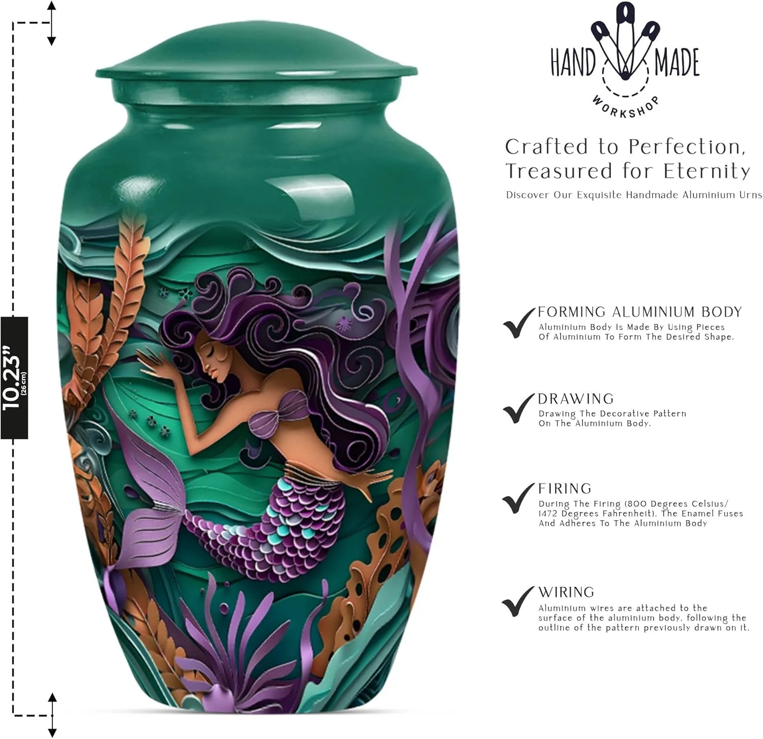 Mermaid Garden - Ashes Urn Adult - Urns For Ashes Adult Male - Combo Of 1 Large Urn With Velvet Bag And 4 Small - Human Remains Urn - Funeral Urn Ashes - Memorial Urns - Ash Urns For Humans