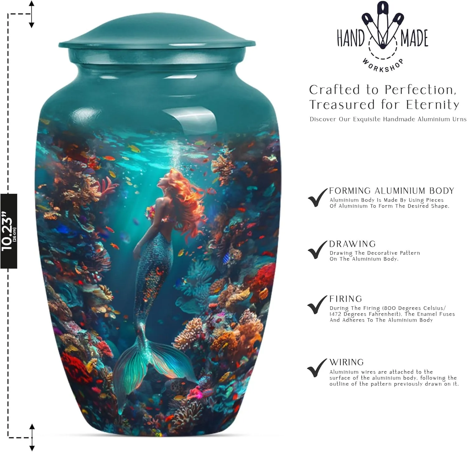 Mermaid Kingdom - Large Cremation Urns - Ashes Keepsake - Combo Of 1 Large Urn With Velvet Bag And 4 Small - Unique Urn - Burial Urns For Human Ashes - Funeral Urn - Urns For Adult Male Dad