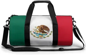 Mexican Flag Waterproof Sports Gym Bag with Dry Wet Separation for Travel Overnight