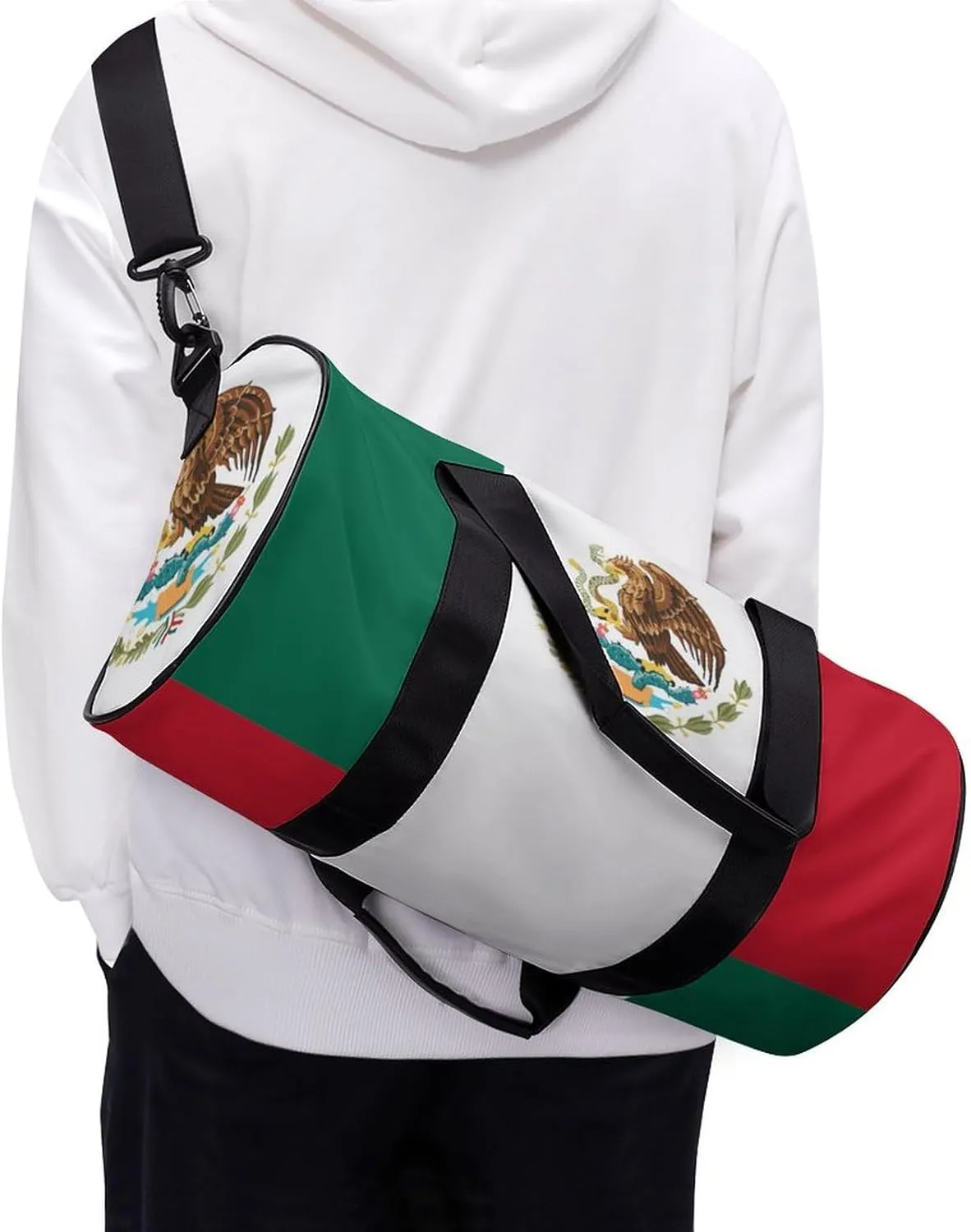 Mexican Flag Waterproof Sports Gym Bag with Dry Wet Separation for Travel Overnight
