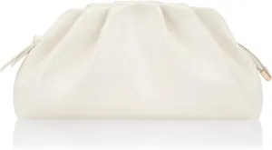 Milisente Vintage Cloud Evening Bag Shiny Crackle Pleated Zipper Clutch Purses for Women With Convertible Crossbody Strap