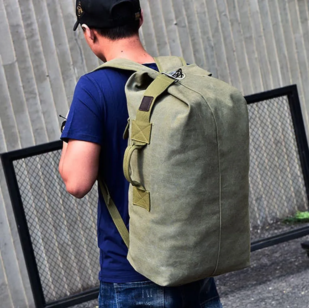 Military Duffel Bag Top Load Double Strap Canvas Backpack Army Travel