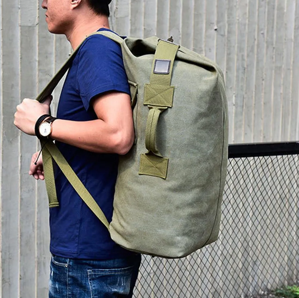 Military Duffel Bag Top Load Double Strap Canvas Backpack Army Travel